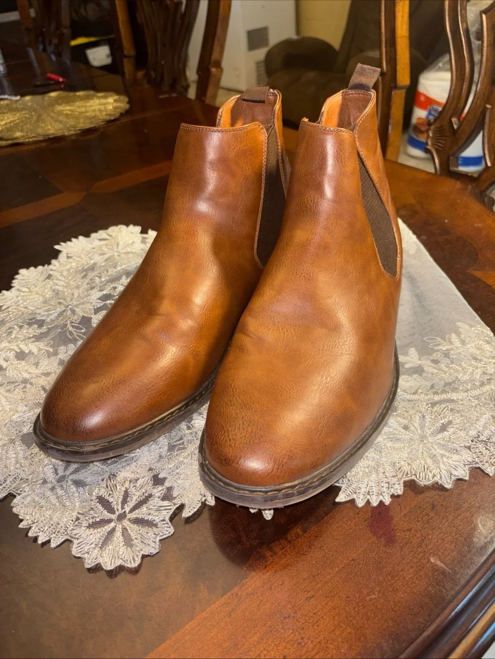 Men's Slip-On Boat Shoes Chelsea Style in Cognac Brown